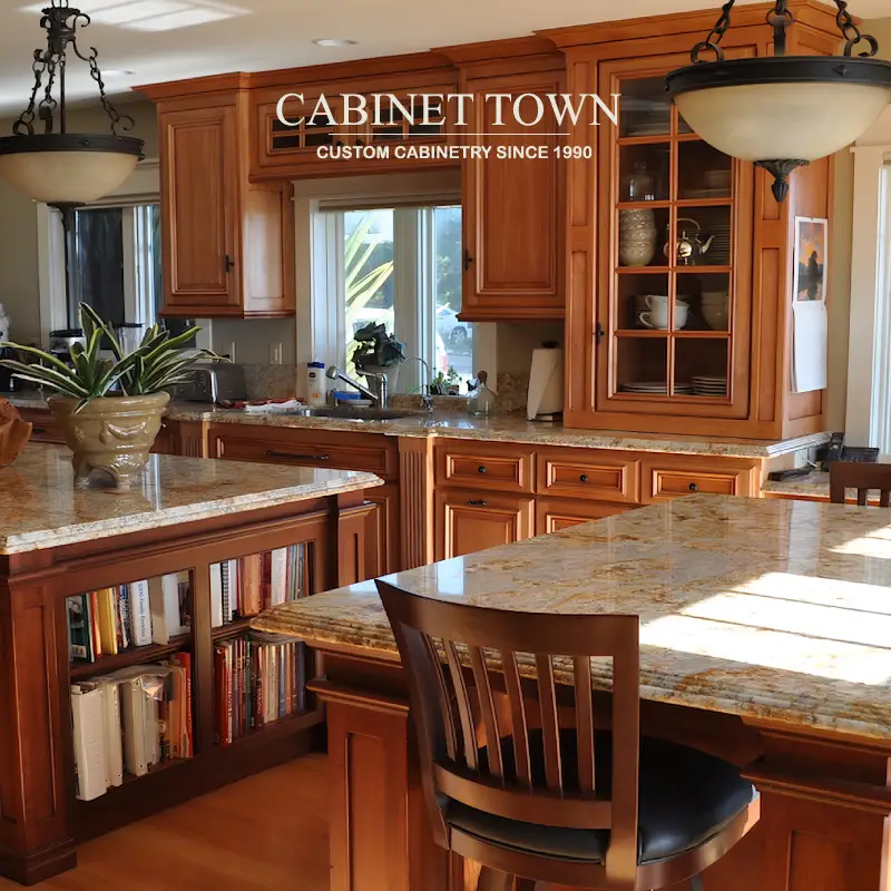 Wooden cabinets in the kitchen