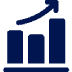 Bar graph with upward moving arrow on top of the bars