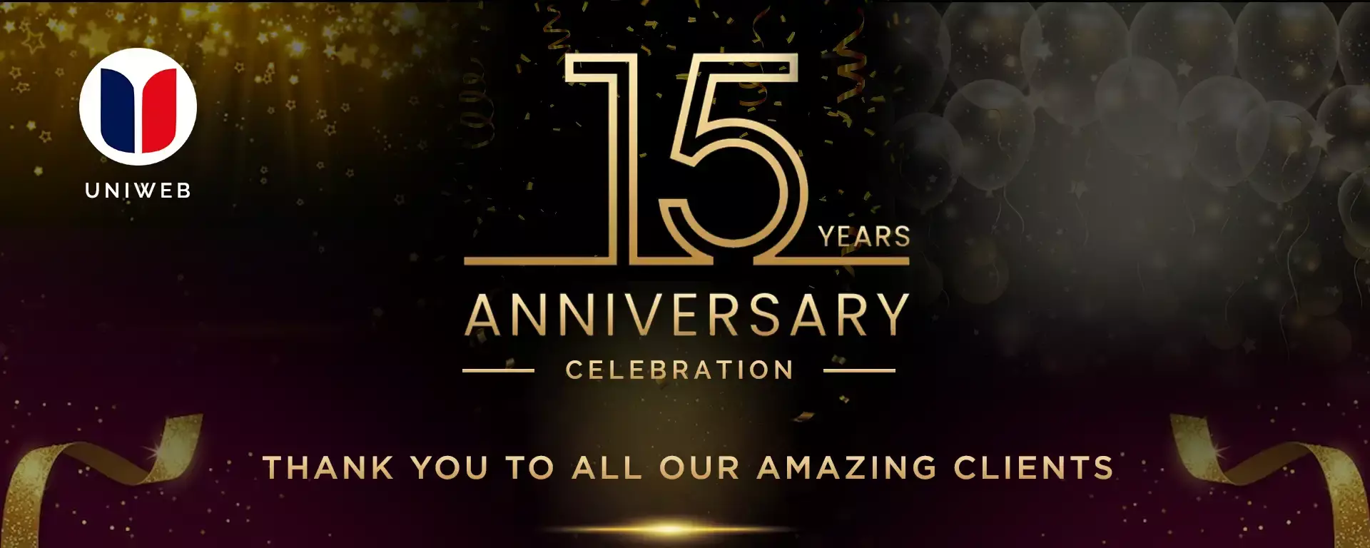 A banner image for the 15 year anniversary celebration of UNIweb