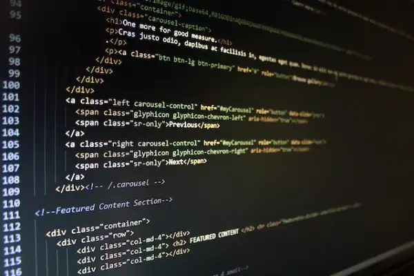 HTML code in a code editor