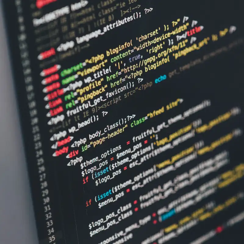 HTML code for WordPress displayed on a monitor representing website maintenance